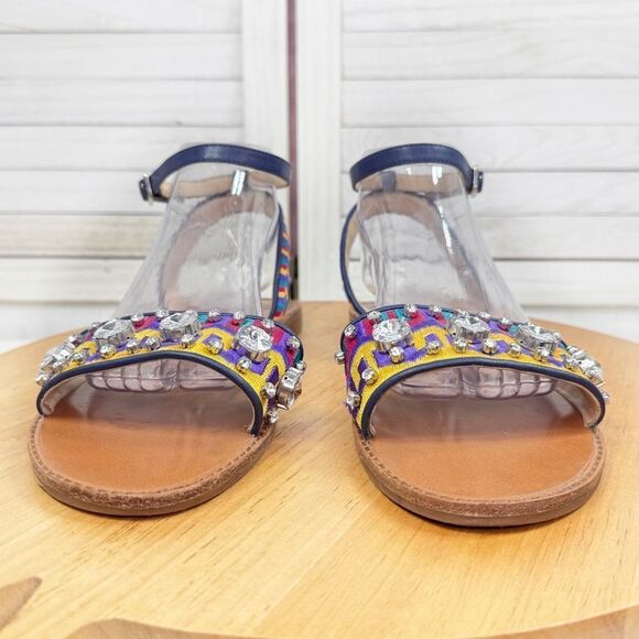 Vince Camuto Akitta Tribal Embroidered Rhinestone Ankle Strap Boho Sandals 9.5 - Picture 3 of 12